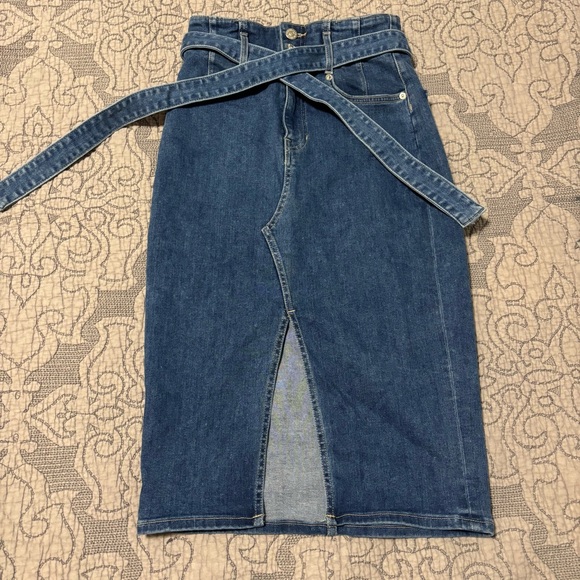 VERONICA BEARD Nazia Belted Denim Midi Pencil Skirt - Picture 5 of 11